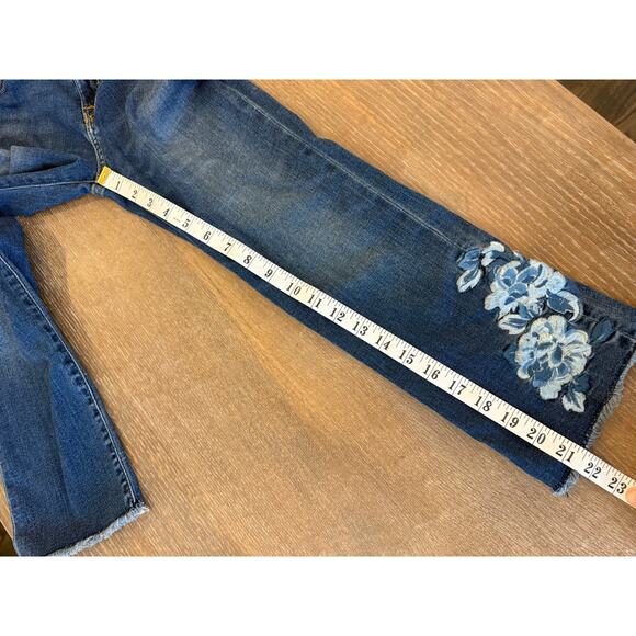 POLO RALPH LAUREN Denim Jeans Youth Girls size 14 Embroidered Floral Cropped - Picture 7 of 8
